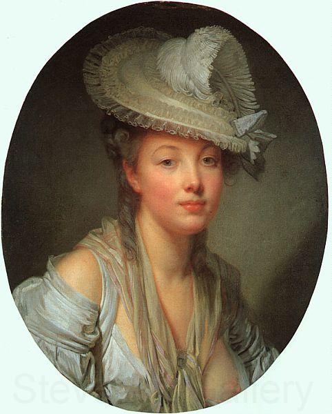 Jean Baptiste Greuze Young Woman in a White Hat Norge oil painting art